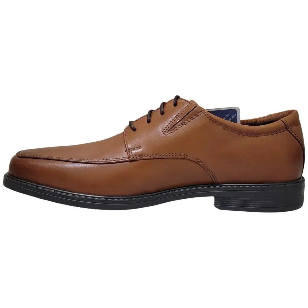 Clarks Men Cosgrove Apron Toe Derby Oxfords Size US 10.5M Dark Tan Leather